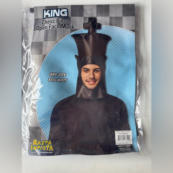 Rasta Imposta Black King Chess Piece Open Face Mask - Picture 1 of 1
